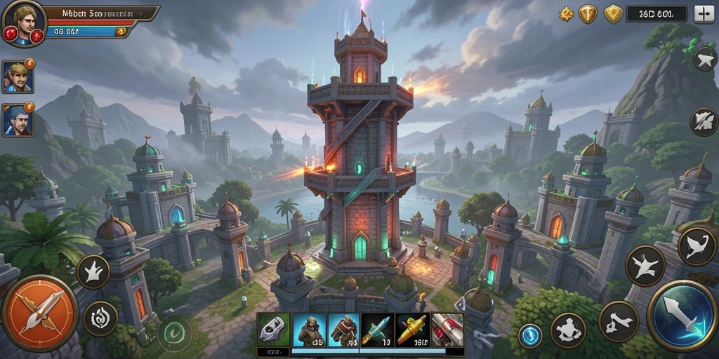 Gameplay menantang dalam 66D Tower Defense.