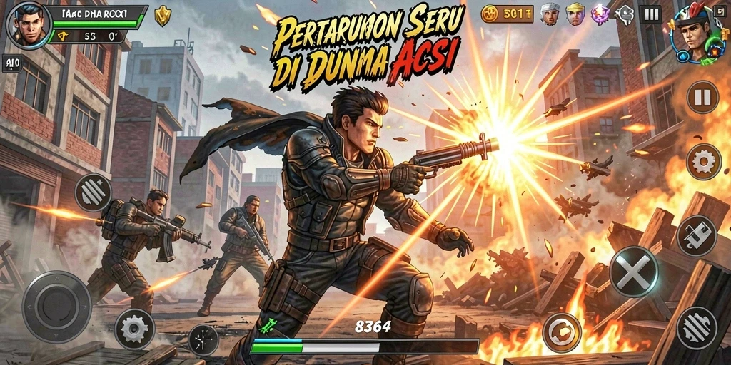 Tampilan gameplay seru dalam permainan Action 8364.