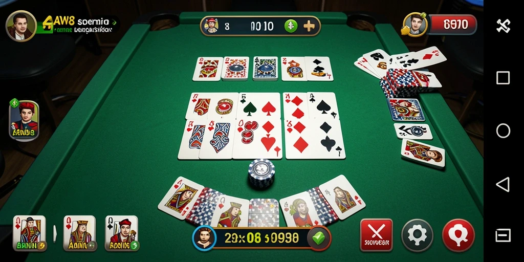 Screenshot gameplay domino yang menampilkan keseruan bermain AW8.