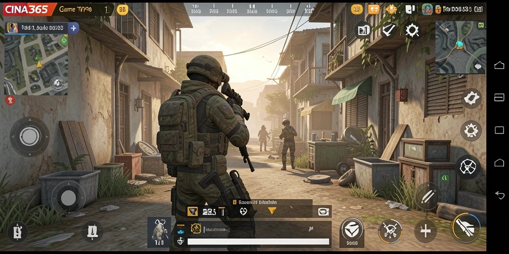 Screenshot gameplay CINA365 menampilkan aksi seru dalam game TPS.