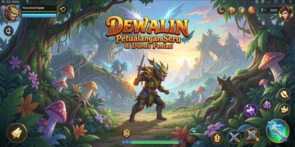 Screenshot gameplay DEWALIN menunjukkan eksplorasi seru di dunia fantasi.