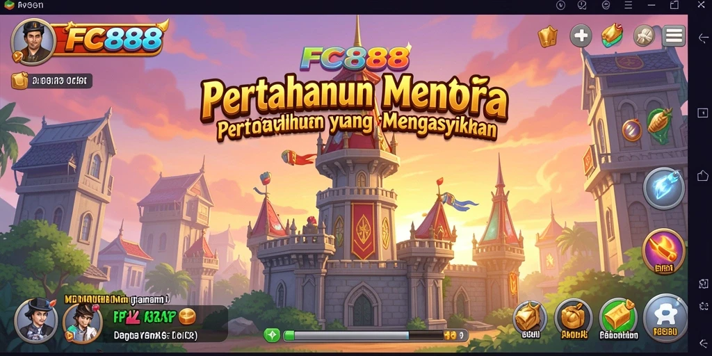 Screenshot FC888 menampilkan pertarungan seru dalam Tower Defense.