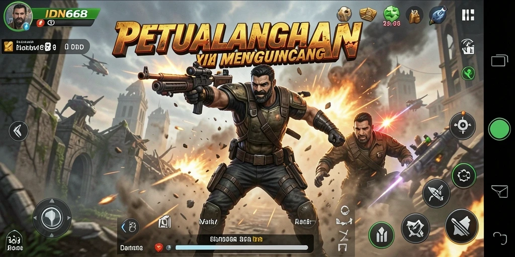 Tampilan aksi mendebarkan dalam game IDN668 dengan karakter unik.