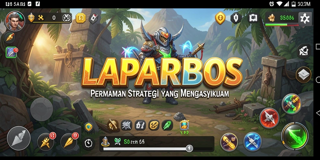 Screenshot LAPARBOS menampilkan aksi pertempuran strategi yang mendebarkan.