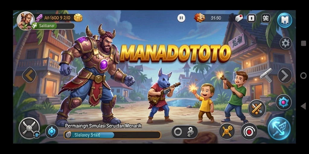 Screenshot gameplay MANADOTOTO menampilkan momen seru dalam permainan simulasi.