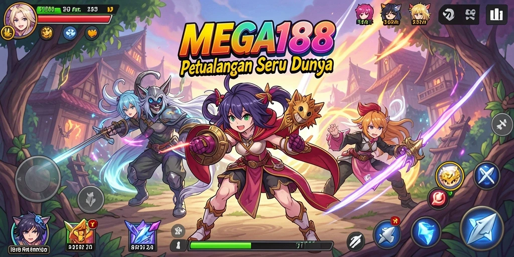 Gameplay seru MEGA188 dengan karakter anime yang menarik.
