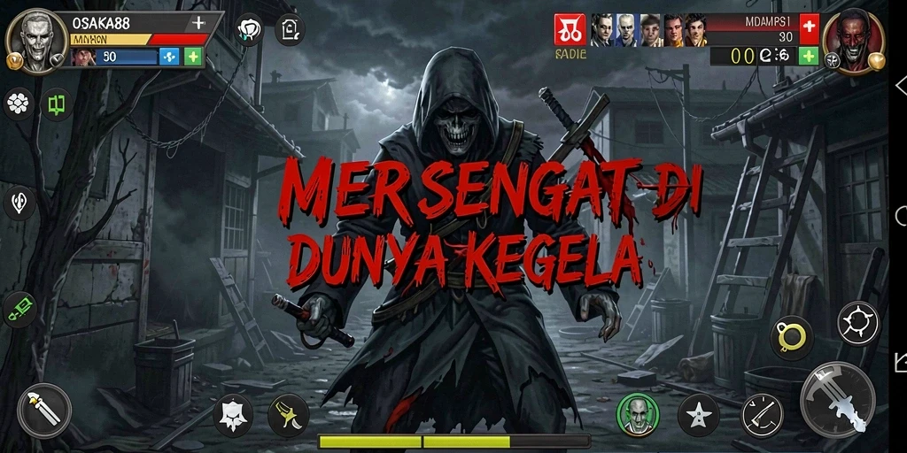 Gameplay OSAKA88 dengan suasana yang mencekam dan menakutkan.
