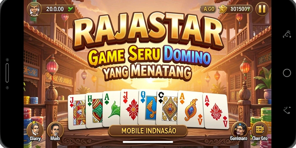 Screenshot gameplay RAJASTAR yang menampilkan aksi seru di meja domino.