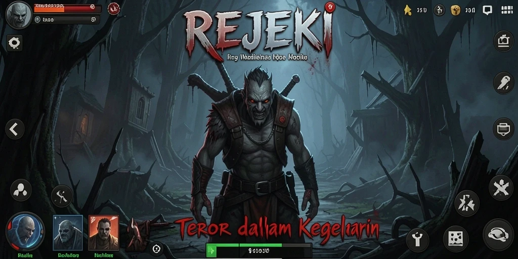 Tangkapan layar gameplay menegangkan dari REJEKI yang mencerminkan kegelapan penuh teror.
