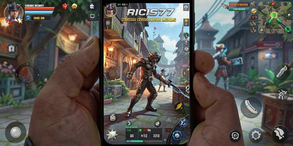 Screenshot gameplay dinamis RICIS77 yang menggambarkan strategi mendebarkan.