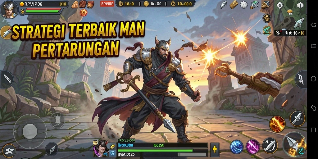 Tampilkan gameplay RPVIP8 yang penuh strategi dan pertempuran.