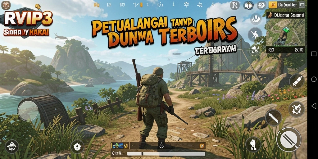 Tangkapan gameplay menampilkan dunia luas dan indah dari RVIP3.