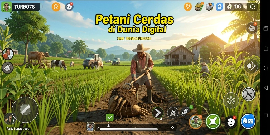 Tampilan gameplay TURBO78 yang menarik dan menawan dalam bertani.
