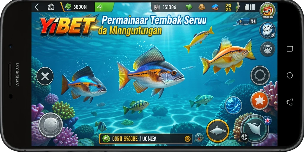 Gameplay menyenangkan dalam YYBET saat menembak ikan berwarna-warni.